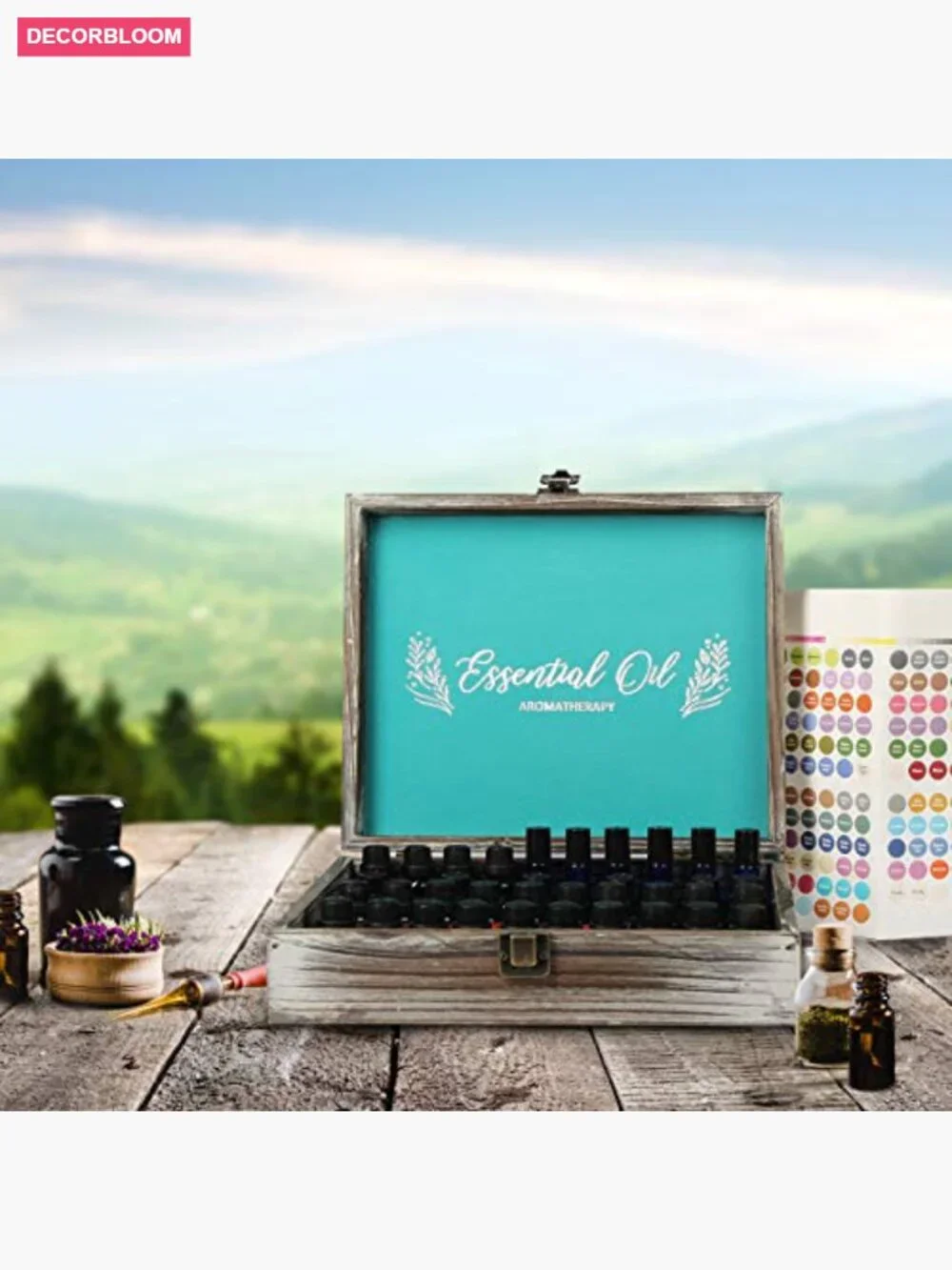 Essential Oil Storage Box with 70 Slots, Wooden Organizer for 5-15 ml Bottles